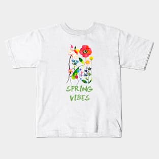 Happy Spring Flowers - spring vibes Kids T-Shirt